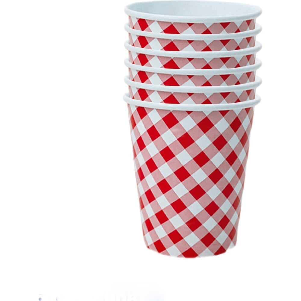 Изображение товара Набор бумажных стаканов ND Play Клетка 250 мл, 6 шт для холодных и горячих напитков