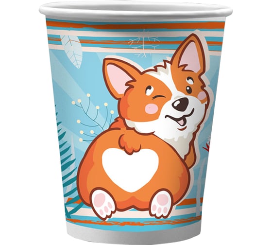 Изображение товара Набор бумажных стаканов ND Play Корги в т/у пленке 250 мл, 6 шт 303927