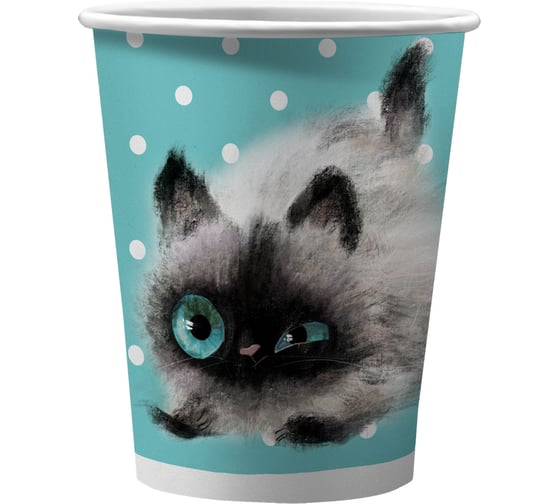 Изображение товара Набор бумажных стаканов ND Play Кот и рыбка 250 мл, 6 шт 305978