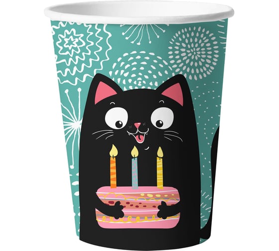Изображение товара Набор бумажных стаканов ND Play Кошки 250 мл, 6 шт 297162