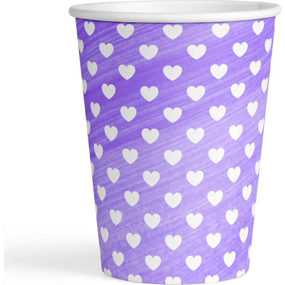 Изображение товара Набор бумажных стаканов ND Play Лавандовое сердце 250 мл 6 шт