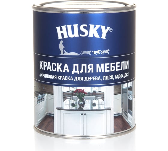 Изображение товара Краска для мебели HUSKY акриловая, белая, 0.9 л, База А 32887