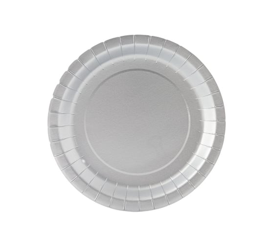 Изображение товара Тарелка картонная ламинированная с бортом ALMIN 235 мм, серебро, 25 шт ОП-6784