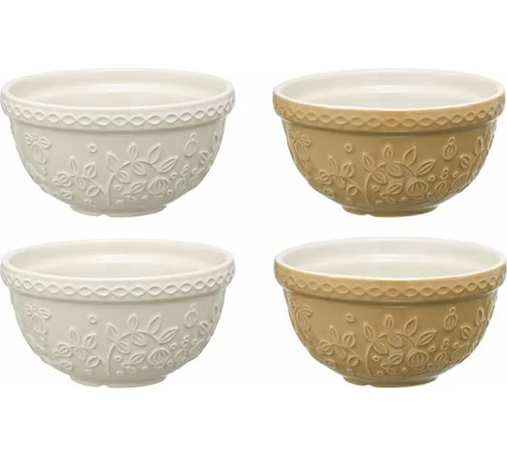 Изображение товара Набор из 4 пиал Tkano кремового/бежевого цветов, с рельефным узором Ягоды Тайги, коллекция Russian North, TK22-TW_BW0013