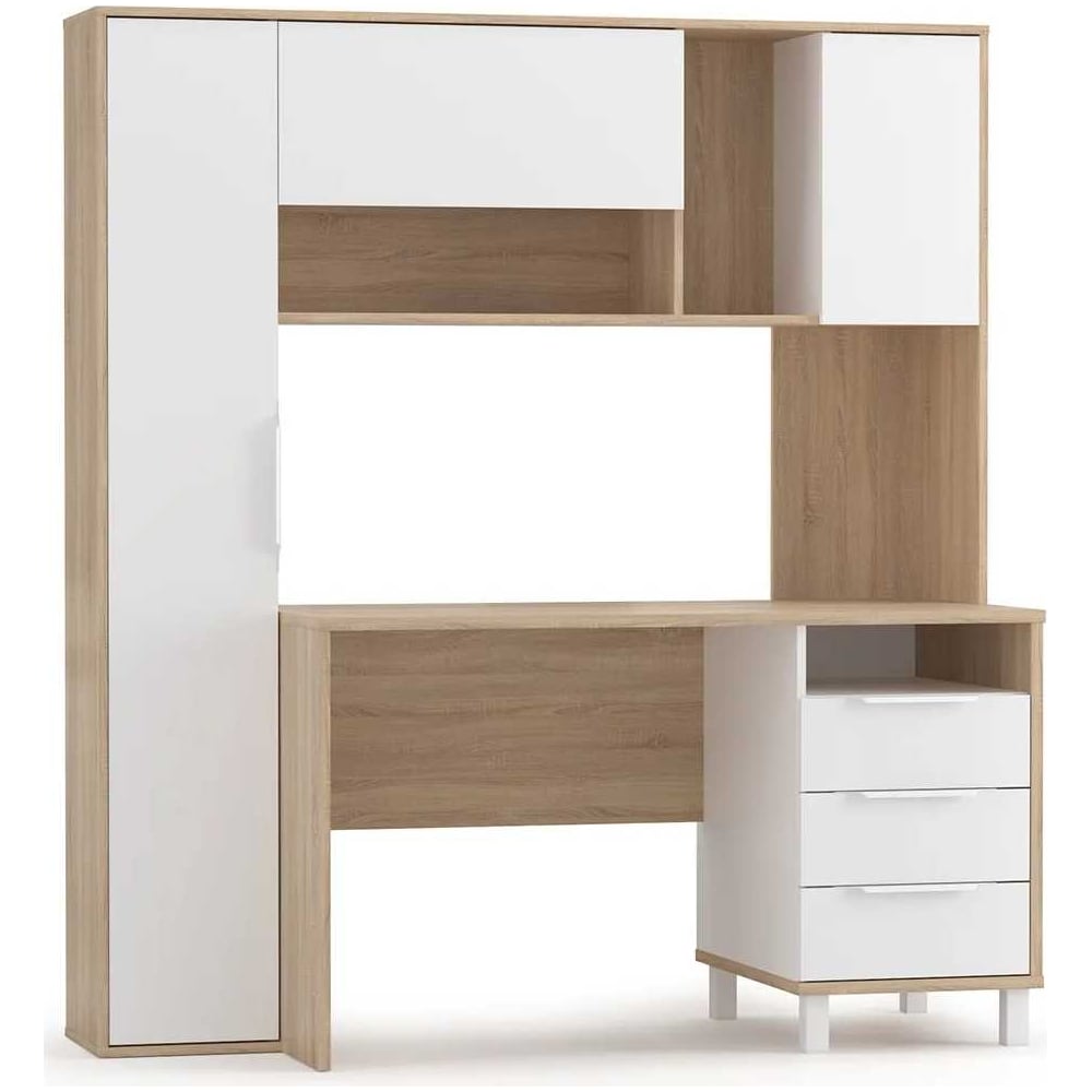 Изображение товара Компьютерный стол Woodville Комфорт 12.95 162x60,3x180 дуб сонома белый PE шагрень