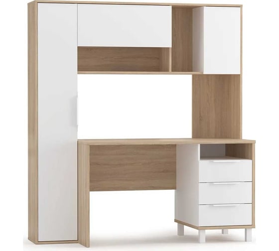 Изображение товара Компьютерный стол Woodville Комфорт 12.95 162x60,3x180 дуб сонома / белый PE шагрень 415713