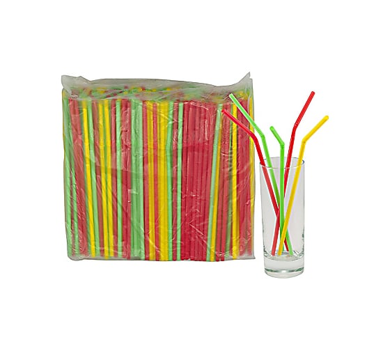 Изображение товара Соломка-трубочка для коктейля ALMIN высота 210, диаметр 5 мм 250 шт в упаковке с изгибом цветная полипропилен 1/48 ПС-41012