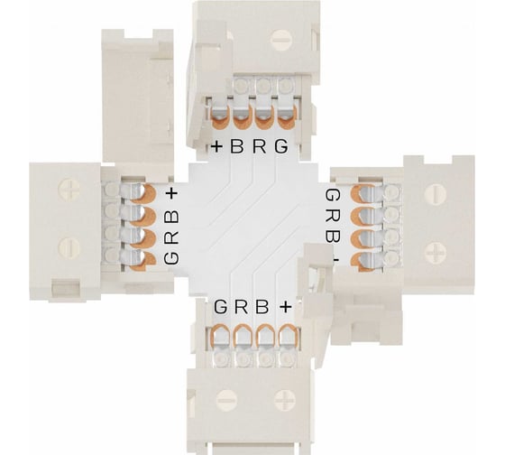 Изображение товара Коннектор для светодиодной ленты geniled RGB 10 мм для X-образного соединения 12191