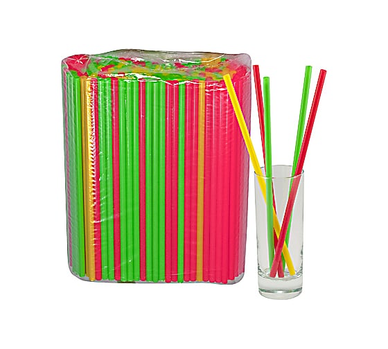 Изображение товара Соломка-трубочка для коктейля ALMIN высота 240, диаметр 7 мм 250 шт в упаковке прямая цветные полипропилен 1/23 ПС-ЮП011