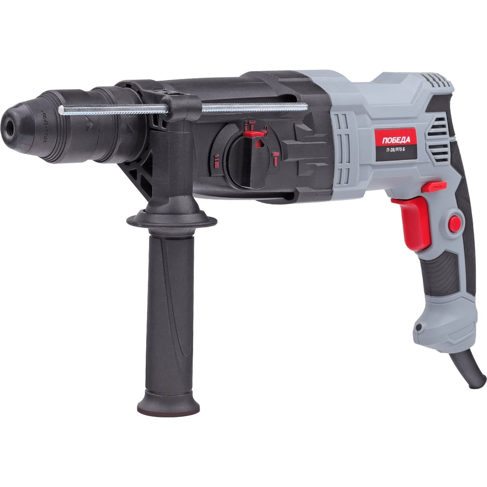 Изображение товара Перфоратор ПОБЕДА П-28 975Б SDS+ 975Вт макс диаметр сверления 28 мм 1200 об, мин 5300 уд/мин, быстрозажимной патрон, дополнительная рукоятка глубиномер кейс 140300980