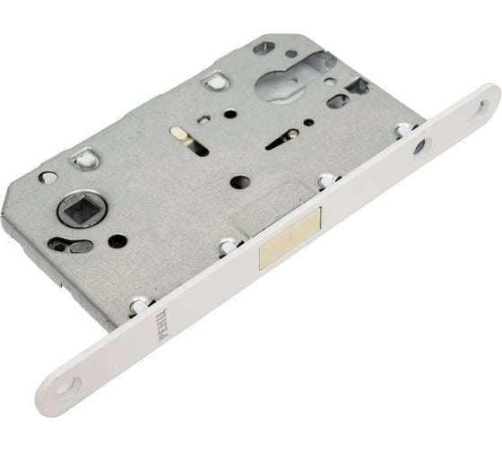 Изображение товара Замок магнитный под цилиндр Ренц с пластиковой ответной планкой, хром блестящий INLBM 5085 PL White