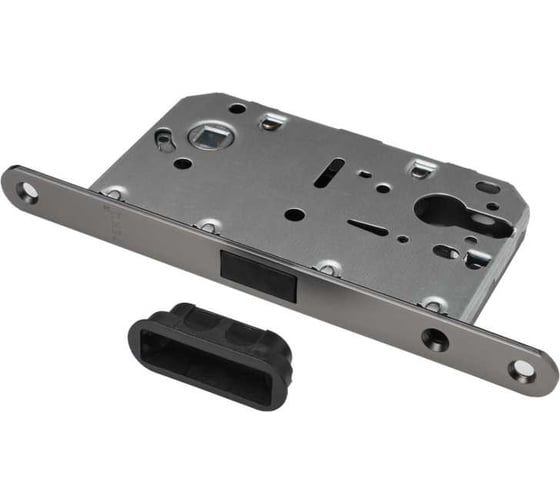 Изображение товара Замок магнитный под цилиндр Ренц с пластиковой ответной планкой, матовый черный никель INLBM 5085 PL MBN