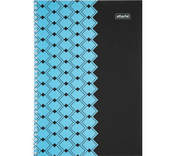 Изображение товара Тетрадь общая Attache А4 60 листов, Персия голубой/черный клетка, 65 г, гребень, ВД-лак 1919353