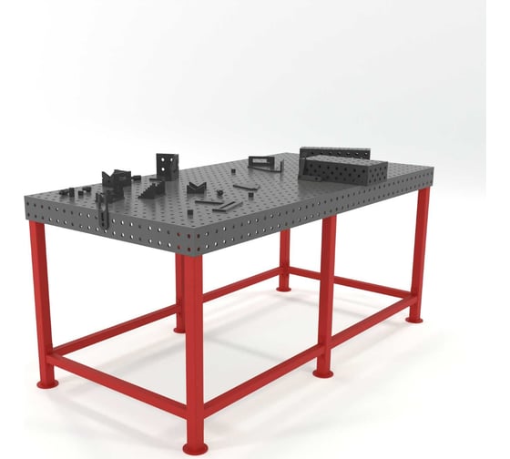 Изображение товара Сварочный стол Flamet с оснасткой, 1000x2000, Profi 10 мм, подстолье с перемычками ОPBK-1000x2000-10