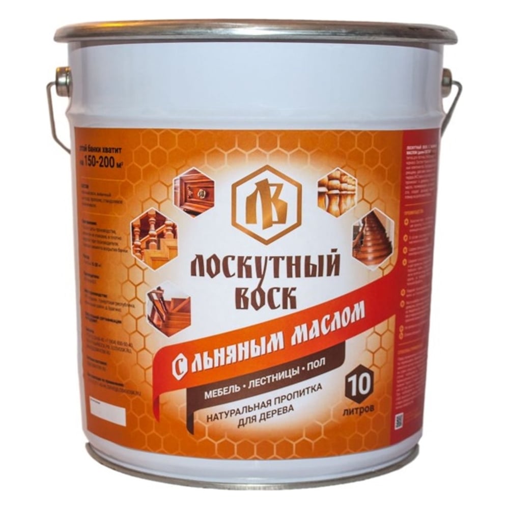 Изображение товара Лоскутный воск с льняным маслом 10л для защиты и отделки дерева ЛМ1000