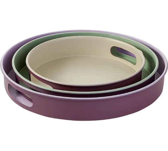 Изображение товара Набор подносов Bergenson Bjorn Keyn 3 шт сиреневый/зеленый/бежевый BB0000265