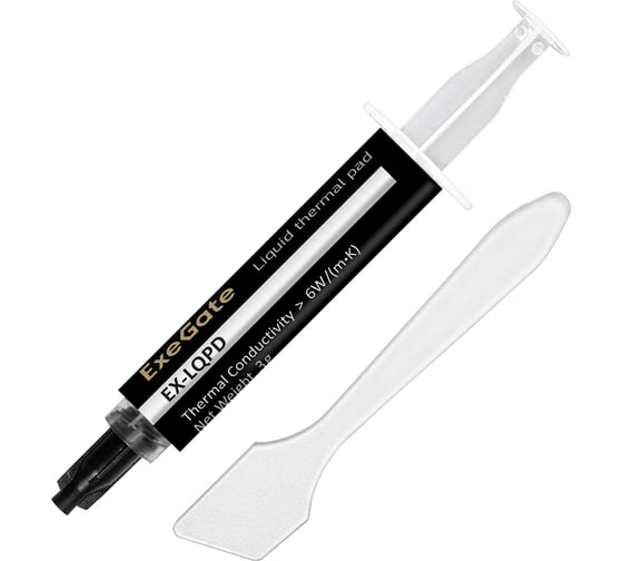 Изображение товара Жидкая термопрокладка EX-LQPD 6 Вт/(м·К), 3 г, шприц с лопаткой ExeGate 296175