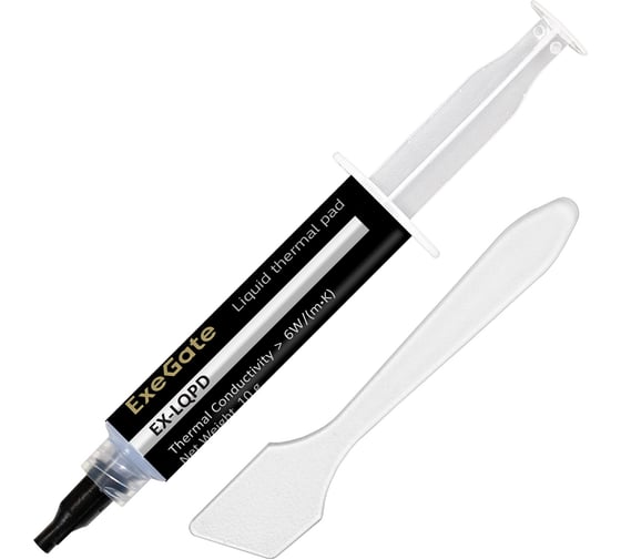 Изображение товара Жидкая термопрокладка EX-LQPD 6 Вт/(м·К), 10 г, шприц с лопаткой ExeGate 296176