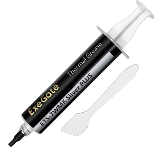 Изображение товара Термопаста ETS-7WMK Silver PLUS 7.2 Вт/(м·К), 15 г, шприц с лопаткой ExeGate 296090
