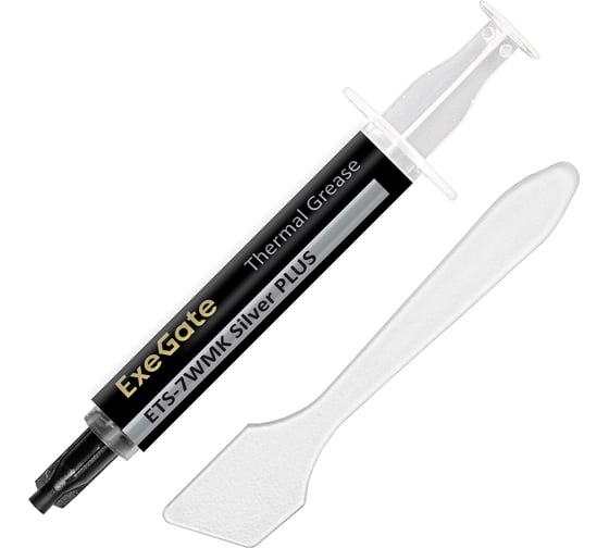 Изображение товара Термопаста ETS-7WMK Silver PLUS 7.2 Вт/(м·К), 1.5 г, шприц с лопаткой ExeGate 296087