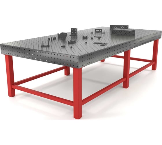 Изображение товара Сварочный стол Flamet с оснасткой, 1450x2500, Profi 10 мм, подстолье с перемычками без колес ОPBK-1450x2500-10