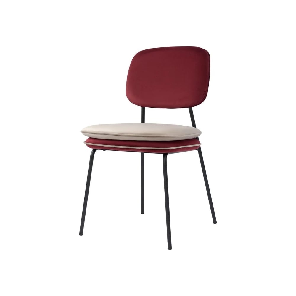 Изображение товара Стул Bergenson Bjorn с контрастным кантом Pea велюр черный бордовый