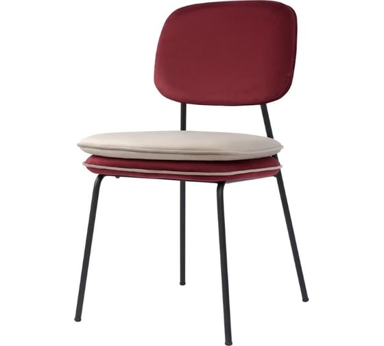 Изображение товара Стул Bergenson Bjorn с контрастным кантом Pea, велюр, бордовый/бежевый BB0000688