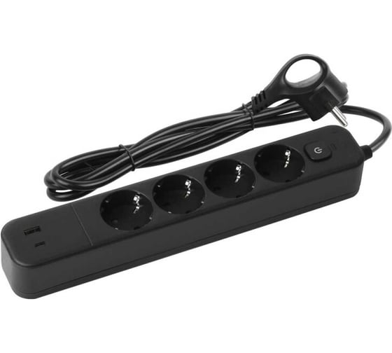 Изображение товара Сетевой фильтр Intro SFE4152xUSBACB с базовой защитой, с заземлением, с выключателем, 4 розетки, 2xUSBAC Б0059562