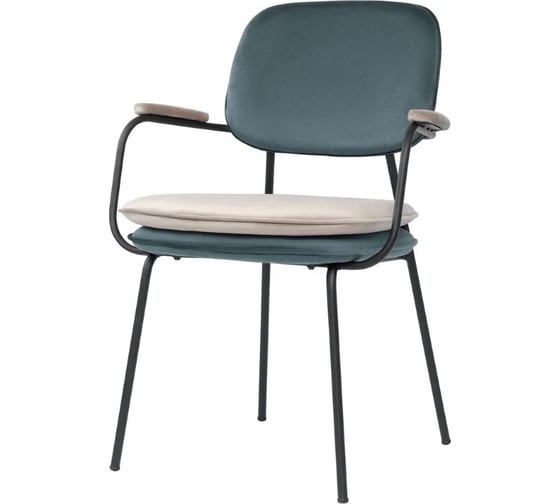 Изображение товара Стул с подлокотниками Bergenson Bjorn Pea, велюр, сине-зеленый/бежевый BB0000619