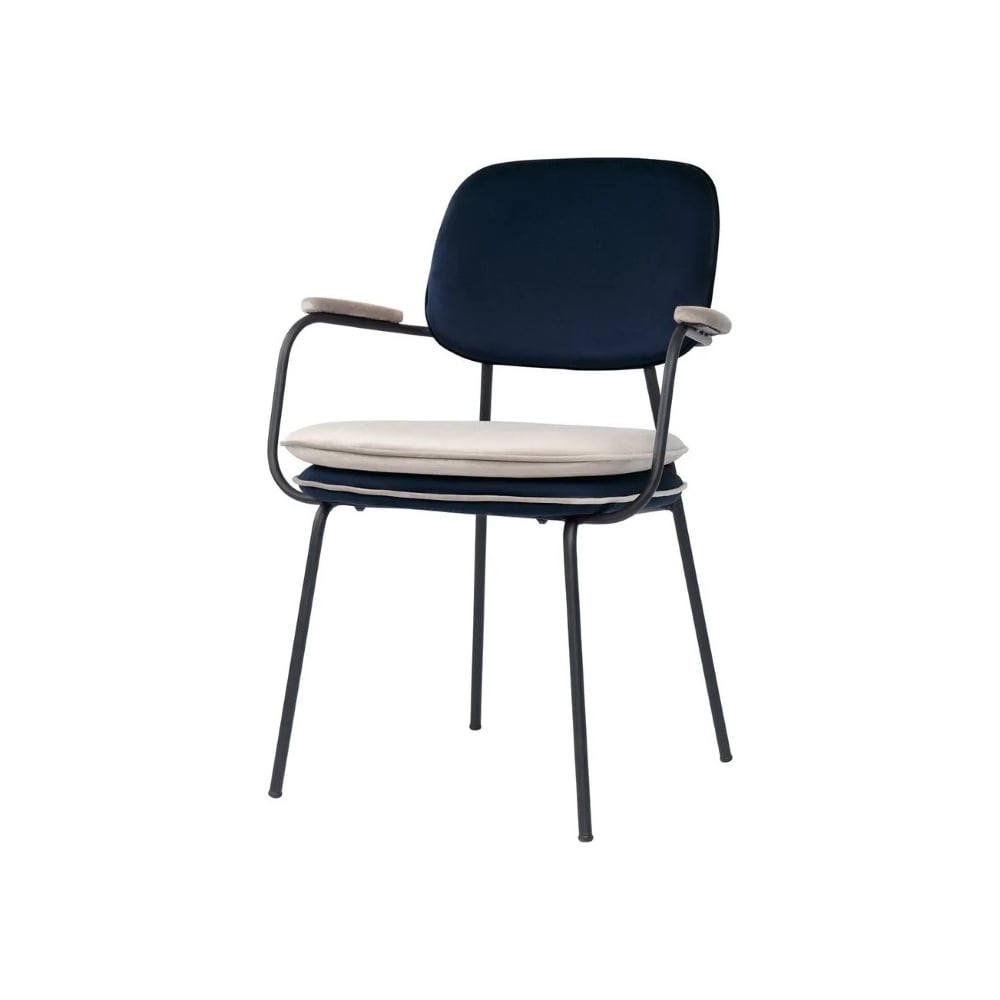 Изображение товара Стул с подлокотниками Bergenson Bjorn велюр темно-синий бежевый