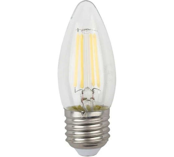 Изображение товара Набор лампочек ЭРА FLED B357W827E27 светодиодные (EC) E27 / Е27 7 Вт филаментная, свеча, теплый б, 10 шт Б0056321