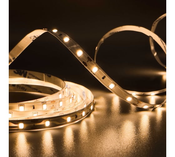 Изображение товара Светодиодная лента Geniled 5м 12В 5Вт/м 3000К теплая подсветка 60 led/m IP65 влагостойкая уличная 8мм 03513