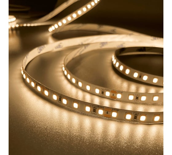 Изображение товара Светодиодная лента Geniled 5м 12В 12Вт/м 3000К теплая подсветка 120 led/m IP65 влагостойкая уличная 8мм 03516