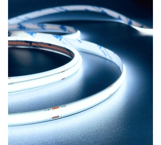 Изображение товара Светодиодная лента Geniled 5м 24В 8Вт/м 6000К COB холодная подсветка 320 led/m IP33 8мм 03565