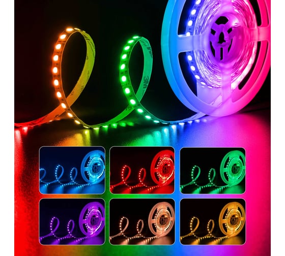 Изображение товара Светодиодная лента Geniled 5м 12В 24Вт/м RGB подсветка 96 led/m IP33 10мм 03552