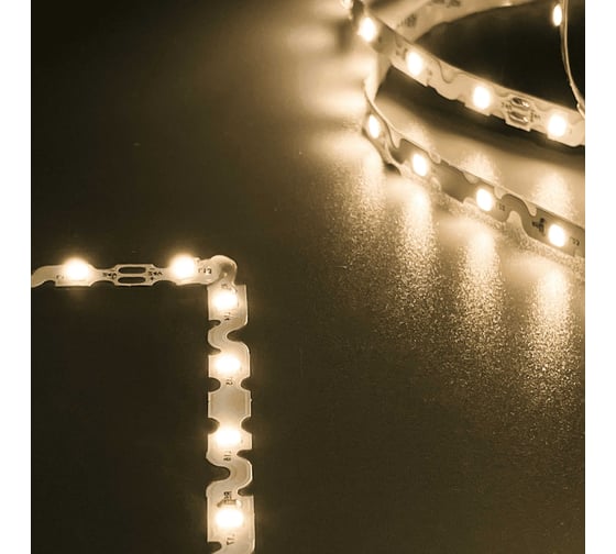 Изображение товара Светодиодная лента Geniled 5м 24В 5Вт/м 3000К S-TYPE гибкая зиг заг теплая подсветка 60 led/m IP33 6мм 03560