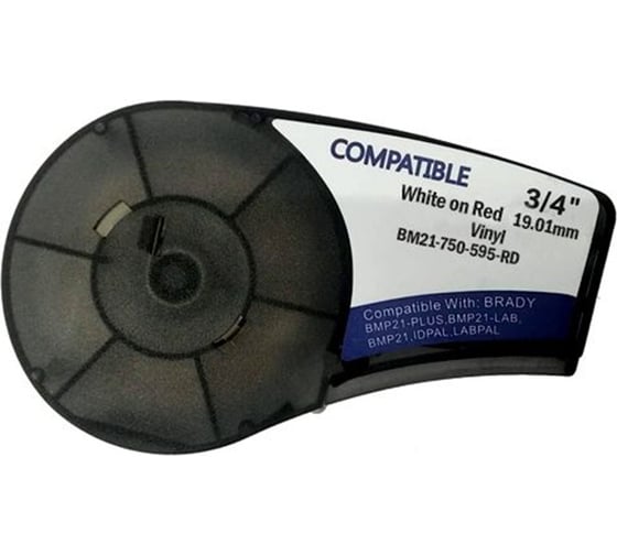 Изображение товара Лента Русмарк B M21-750-595-RD 19.05 мм/6.4 м, винил, белая на красном (BMP21 Plus/BMP210) RM142801