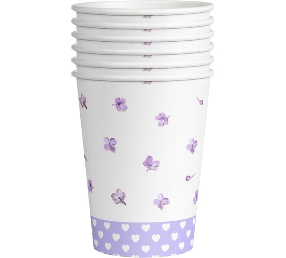 Изображение товара Набор бумажных стаканов ND Play Сирень, 6 шт, 250 мл 302982