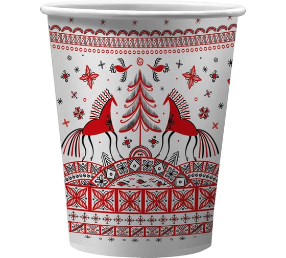 Изображение товара Набор бумажных стаканов ND Play Мезенская роспись, 6 шт, 250 мл 310299