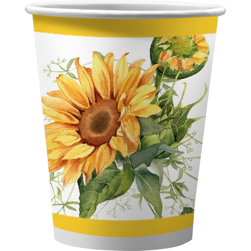Изображение товара Набор бумажных стаканов ND Play Подсолнухи 6 шт 250 мл для горячих холодных напитков