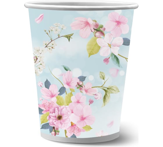 Изображение товара Набор бумажных стаканов ND Play Яблоневый цвет, в т/у пленке, 6 шт, 250 мл 308372