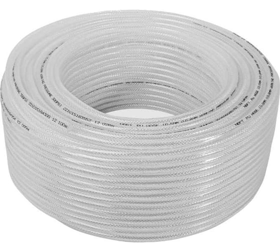 Изображение товара Трубка пневматическая армированная PU98 12-8 мм, 100 м, прозрачный NBPT 59418