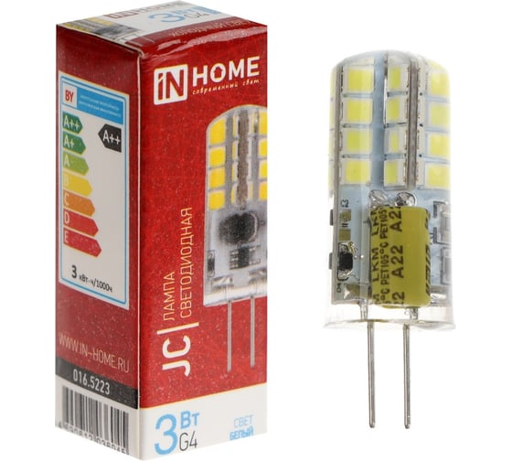 Изображение товара Лампа светодиодная IN HOME LED-JC 3Вт 12В G4 6500К 290Лм 4690612036045