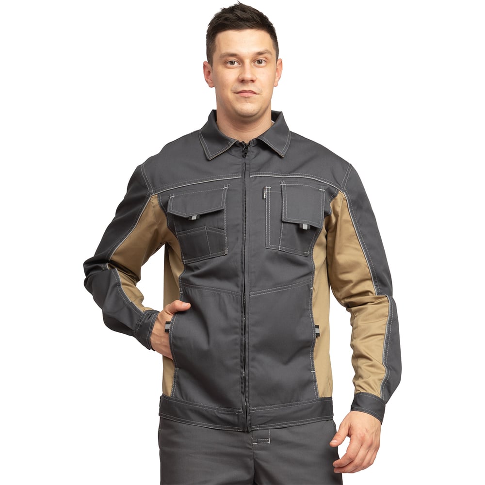 Изображение товара Куртка мужская Прабо Люкс серый/бежевый р-р 52-54/170-176