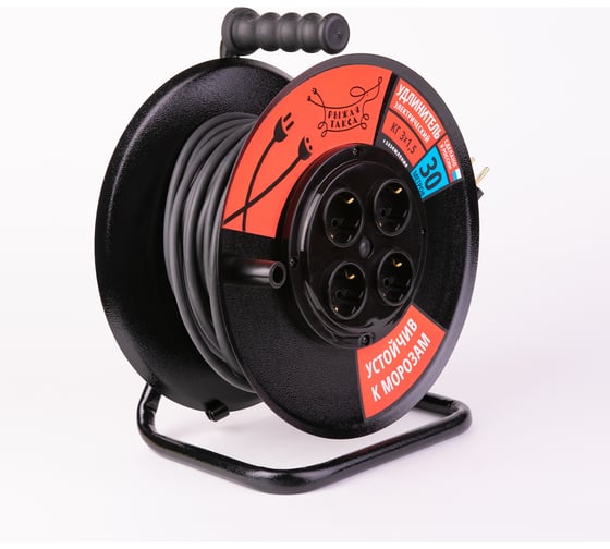 Изображение товара Удлинитель УКМ (катушка металл) Рыжая такса КГ-ХЛ 3*1,5 (16А) 4гн 30м с/з, УКМ04-3605