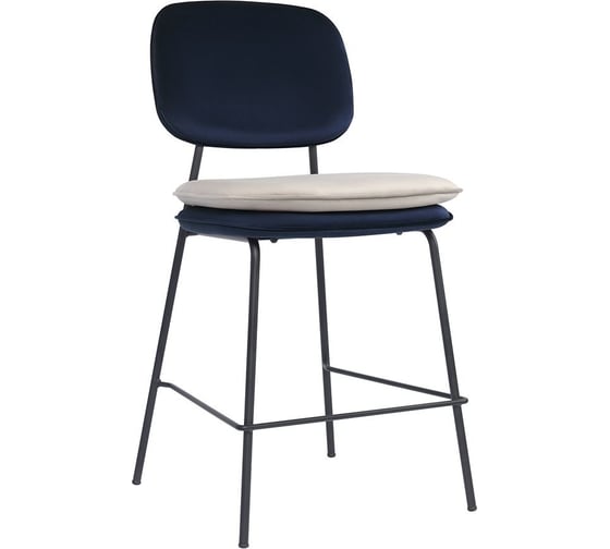 Изображение товара Стул полубарный Bergenson Bjorn Pea, велюр, темно-синий/бежевый BB0000626
