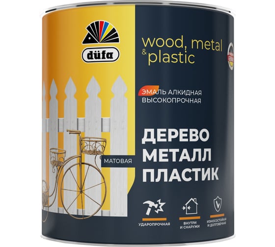 Изображение товара Алкидная эмаль Dufa дерево, металл, пластик база 1 0,75 л МП00-012373