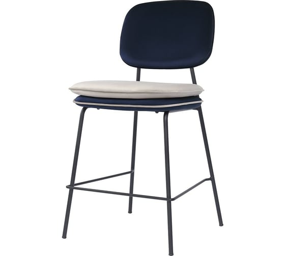 Изображение товара Стул полубарный Bergenson Bjorn с контрастным кантом Pea, велюр, темно-синий/бежевый BB0000696