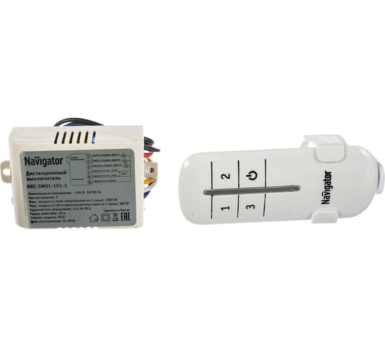 Изображение товара Выключатель Navigator NRC-SW01-1V1-3, с пультом, 3 канала, 3х1000Вт 61759