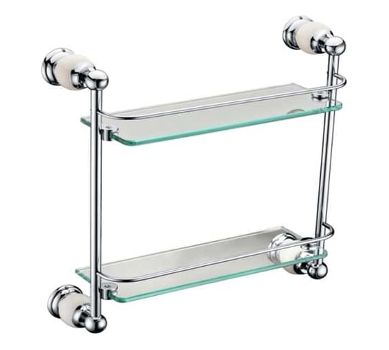 Изображение товара Полка со стеклом Elvan двойная, хром 86800СТ
